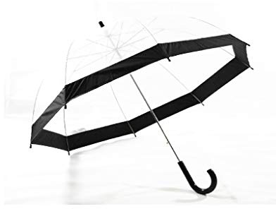Schöner Regenschirm, transparent, durchsichtig mit Rand in schwarz, Automatik