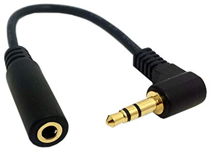 chenyang Cavo di prolunga per cuffie/audio, 3 poli 3,5 mm maschio a 3,5 mm femmina audio stereo per cuffie, cavo di prolunga angolato a 90 gradi, 10 cm