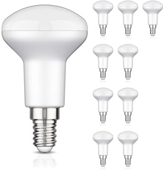 ledscom.de 10x E14 LED Leuchtmittel, R50, warmweiß (2700 K), 5,2 W, 485lm, 112°, matt