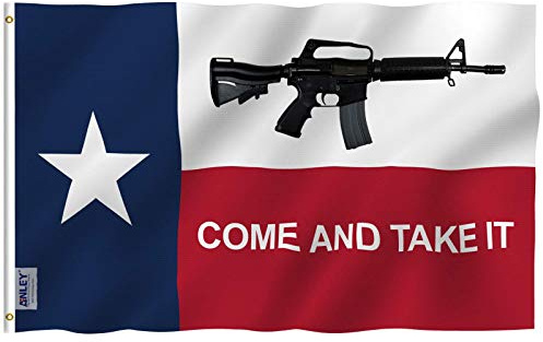 ANLEY Fly Breeze 3x5Pi Drapeau Come And Take It Texas-Couleur Vive Résiste aux UV-Entête en Toile/Double Couture-Drapeau Carabine M4 en Polyester, œillet en Laiton 3X5Pi