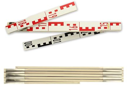 hedue® Nivellierzollstock 2 m - Geometer-Maßstab/Zollstock mit E-Teilung auf Vorderseite und mm-Skala auf Rückseite