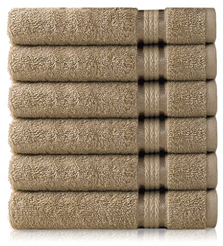 COTTON CRAFT Ultra Soft Hand Towels - 6 Pack - 16x28-100% Cotton Face Towel Set - Absorbent Quick Dry Everyday Luxury Hotel Bathroom Kitchen Spa Gym Shower Pool Camp Travel Picnic - 580 GSM - Linen