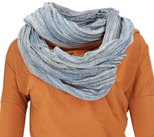 Guru-Shop, Mjuk ögla halsduk/stole, magisk loop halsduk, väst, blå, bomull, storlek: en storlek, sjalar, gran, en storlek