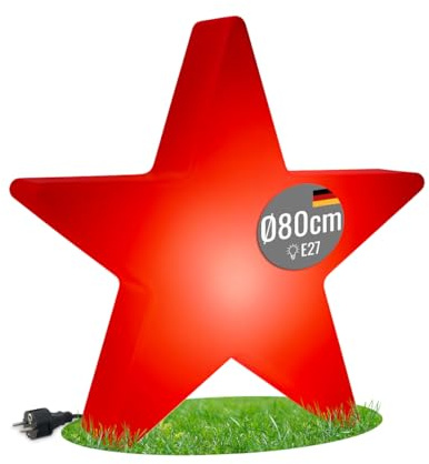 8 seasons design LED Weihnachtsstern 80cm Shining Star (Rot), E27, warmweißes Licht – winterfest – großer beleuchteter Stern für außen (Garten, Terrasse) und innen, XL Weihnachtsbeleuchtung outdoor