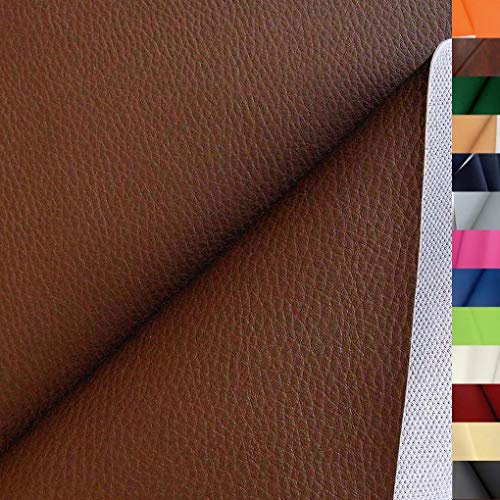 TOLKO 1m Kunstleder Meterware | weiches Premium Lederimitat für Stuhl Bank Sessel Sofa Sitzbezug Bezugstoff in Rindsleder Optik 140cm breit Polsterstoff Polsterbezug Möbelstoff (Nuss Braun)