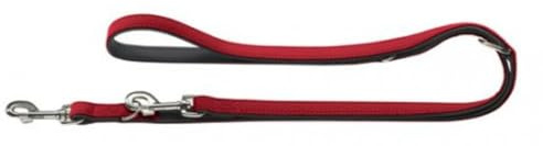 HUNTER verstellbare Hundeführleine SOFTIE, 3-fach verstellbare Hundeleine, Kunstleder in Nubukoptik, pflegeleicht & abwischbar, Made in Germany, Farbe: rot/schwarz, Größe: 15/200