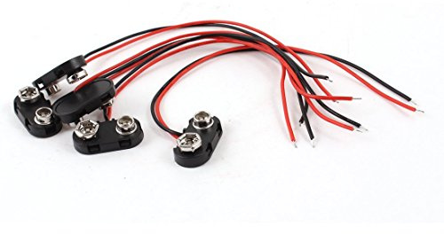 sourcing map 5 Piezas de plástico de Color Negro Tipo de T con Cable y Carcasa de 9 V Conector de Pila