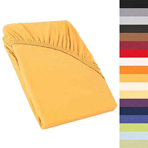 CelinaTex Perla Boxspringbett Wasserbett Topper Spannbettlaken 90x200-100x200 cm mais gelb Jersey Mako Baumwolle 160g/qm Bettlaken Laken
