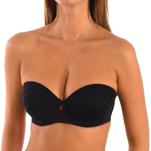 Selene Sujetador Livia con Aros, Copa De Relleno Sin Tirantes Negro 100C