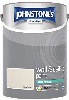 Johnstone's - Wall and Ceiling Paint Soft Sheen - Interior Paint - Satin Finish - Suitable for Interior Walls and Ceilings - Ivory Spray - 5 L
