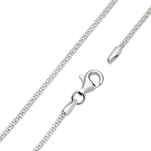 Vinani Damen Kette 925 Sterling Silber - hochwertige Rundzopfkette rund diamantiert für Anhänger mit Steinen aus Italien - 1,6 mm ZR1600