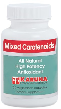 Karuna Mixed Carotenoids | 30 Vegetarian Capsules | Alpha- and beta-carotenes, Lutein 5mg, lycopene 2.5mg, zeaxanthin 246mcg, and cryptoxanthin 8mcg | Comprehensive antioxidant Formula