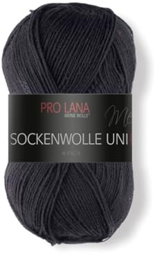 Pro Lana Sockenwolle Uni 4-fach 402 - schwarz