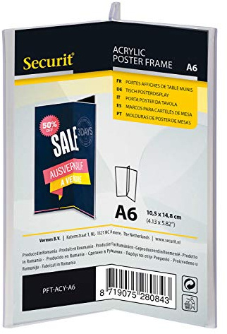 Securit Acryl Tisch - Aufsteller, transparenter dreiseitiger Kartenhalter DIN A6 in Y-Form, ideal zur Präsentation von Getränke- oder Speisekarten | Robuste Verarbeitung - Für Cafés, Bars, Restaurants
