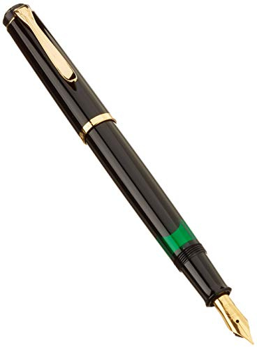 Pelikan FWI 983064 Kolbenfüllhalter Classic M 200 vergoldete Edelstahlfeder Federbreite M, schwarz 1 Stück (1er Pack)