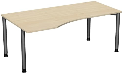 Gera Möbel 4 Fuß Flex Schreibtisch, Holzdekor, ahorn/anthrazit, 180 x 100 x 72 cm