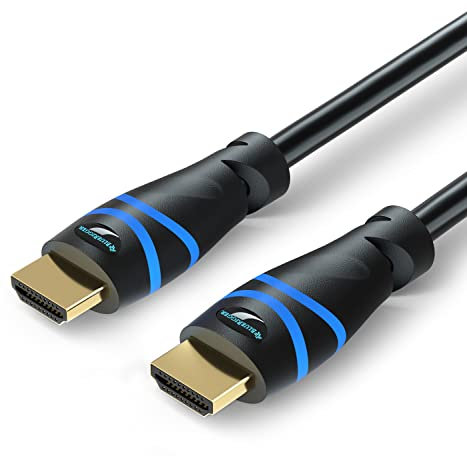 BlueRigger 8K HDMI Cable (1M, 8K 60Hz HDR, 4K 120Hz, High Speed 48Gbps with Ethernet, eARC, 3D, HDCP 2.3) - Compatible with PS5, Xbox, Roku, Apple TV, Switch, PC