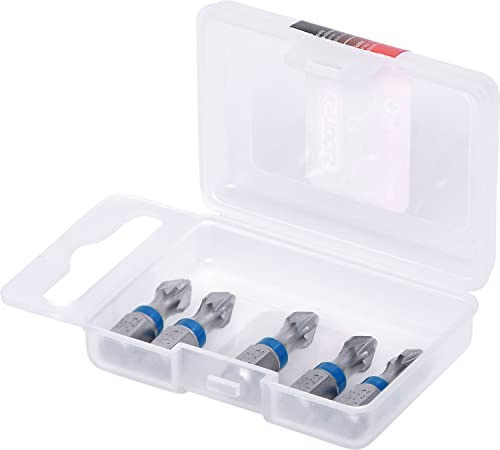 KS Tools 918.3211 Boite de 5 embouts à code couleur TORSIONpower | Boite de 5 embouts à code couleur TORSIONpower®, L. 25 mm -1/4''- POZIDRIV®, PZ2