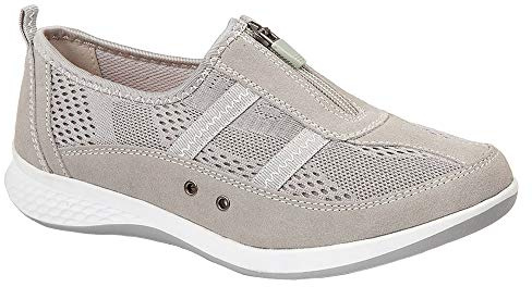 Womens Ladies X Wide EEE Fit Leather Mesh Shoes Slip On Trainers Pumps Zip Blue 6