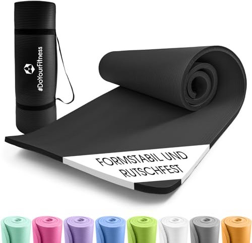 #DoYourFitness x World Fitness | Fitnessmatte Ashanti | 190x100x1cm | Phthalatfrei & rutschfest | Gymnastikmatte ideal für Yoga, Pilates, Fitness, Outdoor im Studio & zu Hause | Schwarz