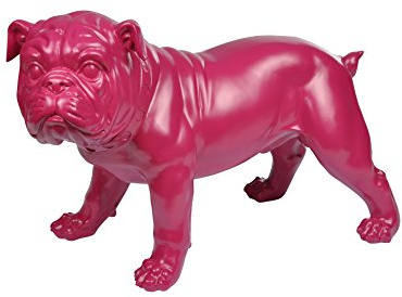 Homéa, Bouledogue en Polyrésine Fuchsia H,27 x L,40,5 x P,22 cm