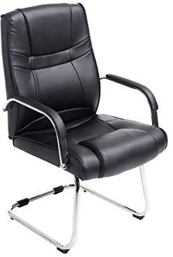 CLP XXL-Freischwinger Attila I gepolsterter Besucherstuhl mit Kunstleder-Bezug I Bis 180 kg belastbar, Farbe:schwarz