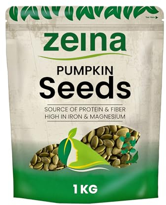 Zeina Pumpkin Seeds (1Kg) - Ready to Eat Naturally Gluten Free and Vegan Approved Raw Pumpkin Seed Kernels with Protein, Fibre, and Minerals