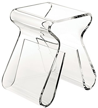 Umbra Magino Hocker mit integriertem Zeitschriftenständer, Acryl klar