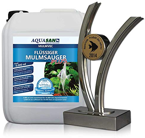 AQUASAN Aquarium Mulmvec Flüssiger Mulmsauger (Keine Mulmglocke + mechanisches Absaugen von Mulm, Schlamm im Aquarium mehr nötig, reduziert Aquariumgeruch), Inhalt:5 Liter