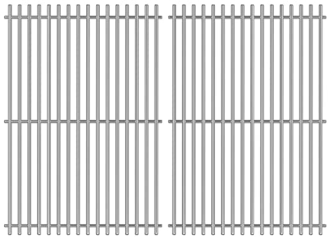 GFTIME 44,4 x 30CM 7527 Grillrost Ersatz für Weber Spirit I & II E-310 S-310 E-320 S-320, Spirit 700 900, Genesis Silver/Platin/Gold B&C, Edelstahl Grillroste für Weber 7525 7638 7639, 2 Stück