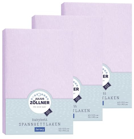 Julius Zöllner Spannbetttuch Jersey 70x140 / 60x120 Flieder 3er Pack