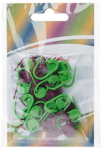 Zeilako KnitPro Knit Pro Verschließbare Maschenmarker Packung mit 30 Stück Maschenmarkierer, Kunststoff, Lila/Grün, 11x5x1 cm