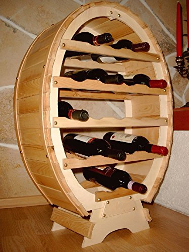 DanDiBo Weinregal Weinfass Flaschenregal für 18 Flaschen Natur lackiert