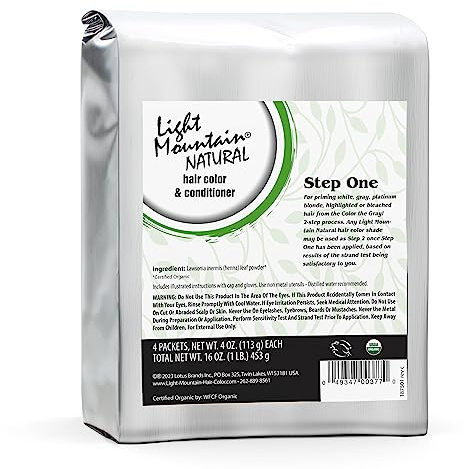 Light Mountain Natural Color the Gray Step 1 - Bulk 1 Pound Powder for Covering White, Gray, or Platinum Blond Hair, 16 Oz
