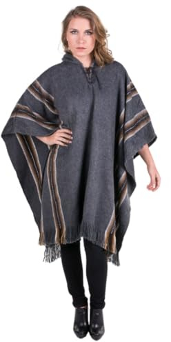 Gamboa Poncho In Alpaca Donna Cappuccio Lana Autunno Invernale