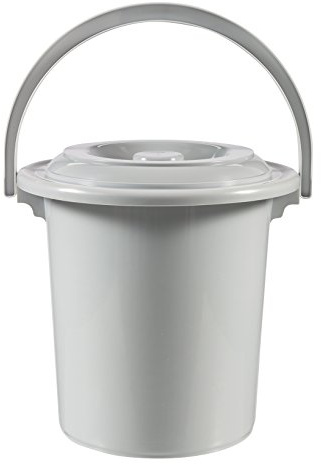 Curver 02860-099-00 Eimer mit Deckel 10 L, Plastik, hellgrau, 31 x 31 x 32 cm