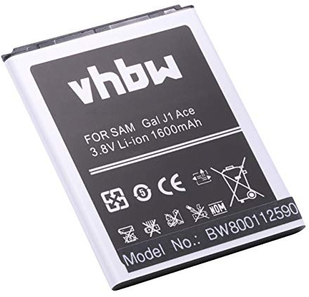 vhbw Akku kompatibel mit Samsung Galaxy J1 Ace 3G Duos | J1 Ace Dual SIM 3G, J1 Ace Handy Smartphone Telefon (1600 mAh, 3,8 V, Li-Ion)