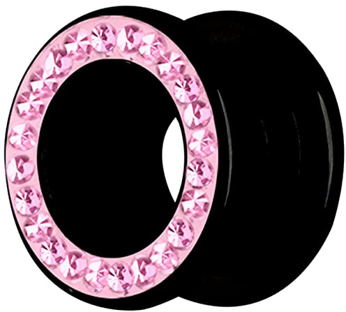 Modern Nature Piercing-Schmuck Ohrpiercing Flesh Tunnel schwarz in 3-18 mm mit Steinkranz und Epoxy Beschichtung