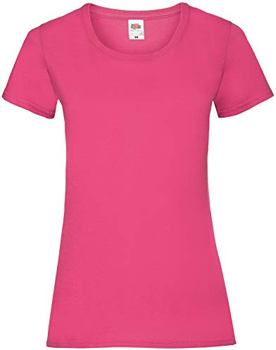 Camiseta de Fruit of the Loom para mujer, ajustada, de distintos colores, de algodón, manga corta Rosa fucsia XX-Large