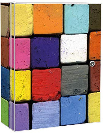 banjado Medizinschrank abschliessbar mit Motiv Bunte Kreide 35x46x15cm - großer Arzneischrank für die Hausapotheke - Medikamentenschrank aus Metall zur Medikamenten Aufbewahrung