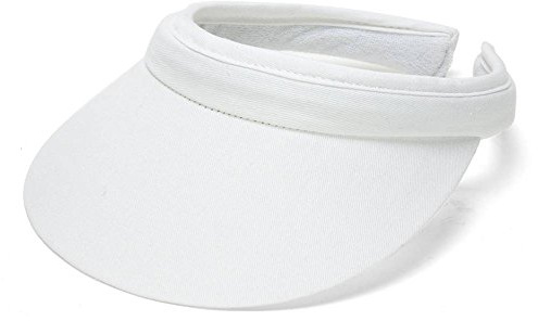 TOP HEADWEAR Mens Womens Sun Protection Sports Cotton Twill Clip On Golf Tennis Visor, White, One Size