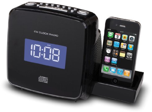 Soundmaster URD810IPH PLL-Uhrenradio mit MP3-CD/Apple iPod/iPhone Docking/Superkompakt