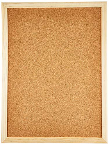 Alevar Tableau en liège 40 x 30 cm, panneau liège, tableau d'affichage avec pointes et cadre en bois