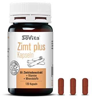 sovita Blutzucker Kapseln | Mit Zimtrindenextrakt | Nahrungsergänzungsmittel | 120 Kapseln