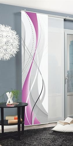 Home Fashion 87152 Schiebewand Digitaldruck Carlisle Dekostoff, 245 x 60 cm, Farbe:Beere