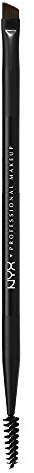 NYX Professional Makeup Pennello sopracciglia Pro Dual Brow Brush, Pennello doppio con setole angolate e pettinino, Nero