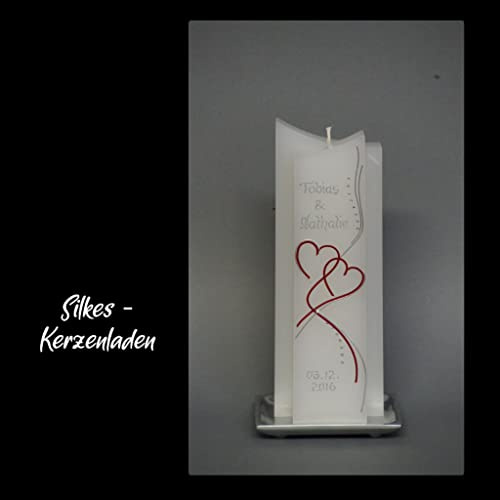 edle Hochzeitskerze mit Steinen - in Sonderform ; inkl. Beschriftung ! I 16