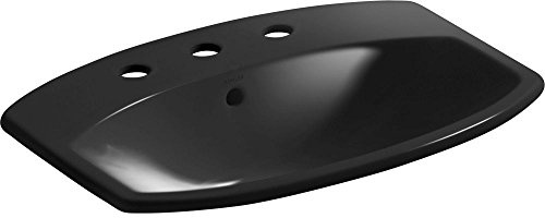 KOHLER K-2351-8-7 Cimarron Self-Rimming Bathroom Sink, Black Black