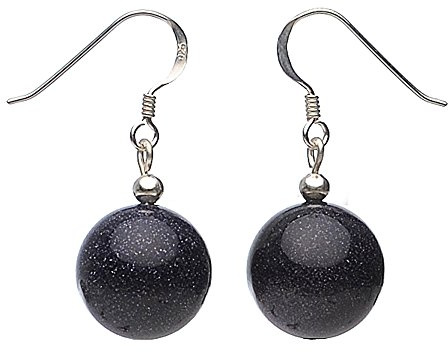 Ohrringe Ohrhänger aus Blaufluss dunkel blau Ohrschmuck Damen Ã˜ 14mm