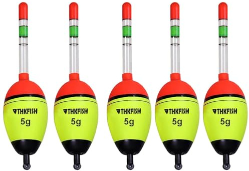 THKFISH Posen Set, 5 Stück Leuchtend Angeln-Schwimmt Posen, Eva Angelposen Set mit 10 Glühen Sticks, Nacht-Angeln Bobber Float für Crappie, Hecht, Barsch, 5g/15g/30g/40g